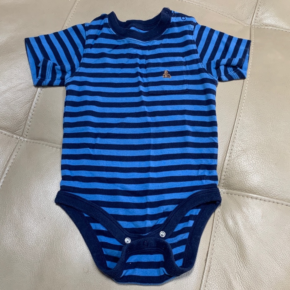 GAP Navy & Royal Blue Stripe Onesie, 18-24 mo